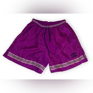 Vintage Umbro Nylon Soccer Gym Training Shorts Purple Unisex Adult L Made In USA